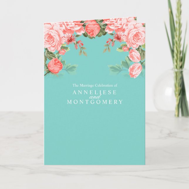 Vacker turkos och korall blomsterdesign - Program (Framsida)