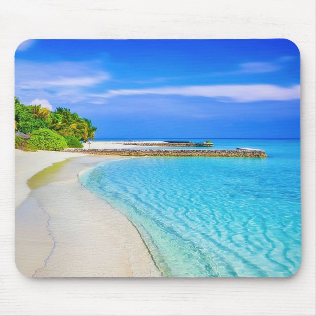 Vacker turkos Sandy Beach Mouse Pad Musmatta (Framsidan)