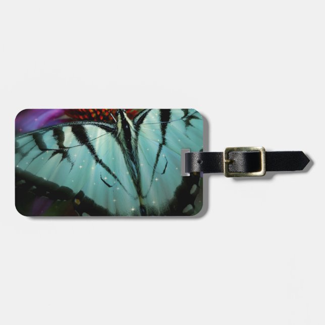 Vacker turkos Swallowtail Butterfly Bagagebricka (Horisontell Framsida)