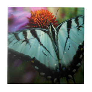 Vacker turkos Swallowtail Butterfly Kakelplatta