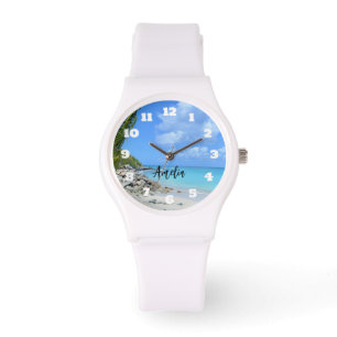 Vacker turkos tropisk strand armbandsur