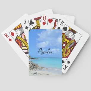 Vacker turkos tropisk strand casinokort