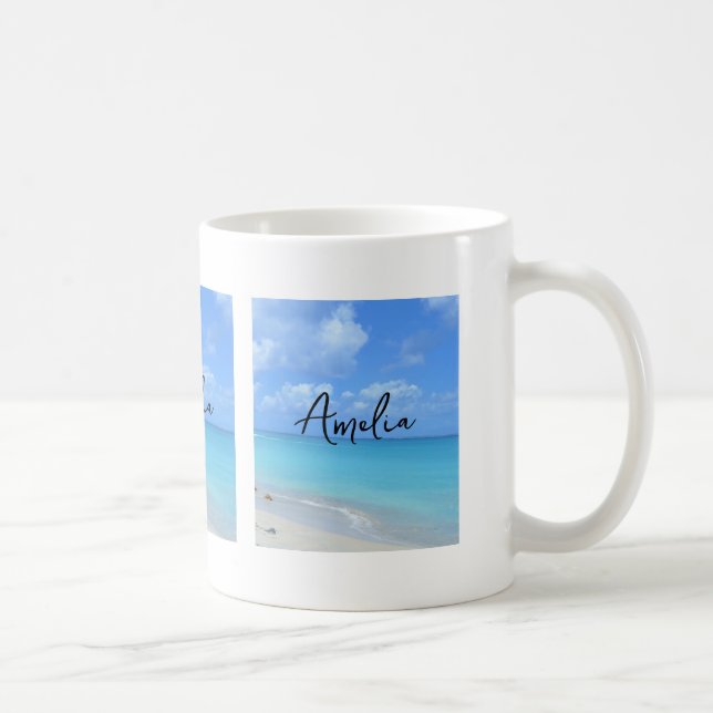 Vacker turkos tropisk strand kaffemugg (Höger)