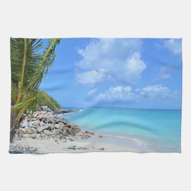 Vacker turkos tropisk strand  kökshandduk (Horisontell)