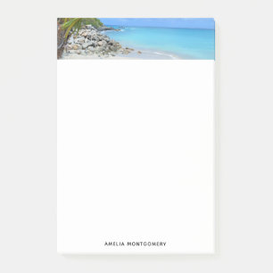 Vacker turkos tropisk strand post-it block
