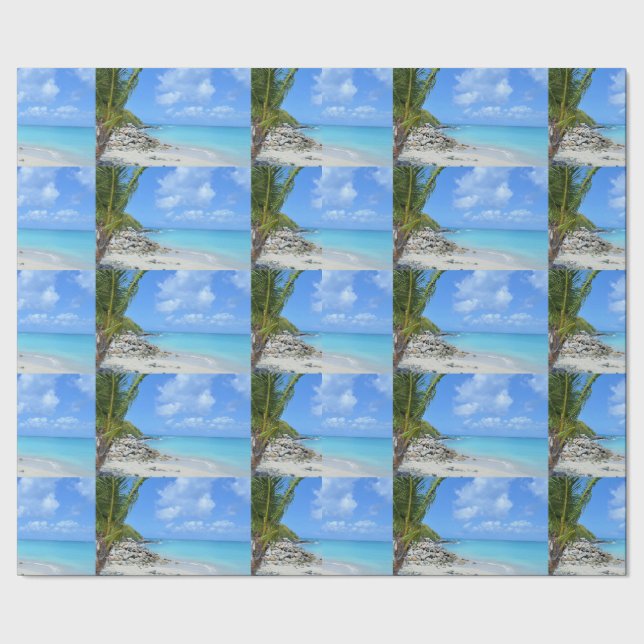 Vacker turkos tropisk strandmönster presentpapper (Seam)