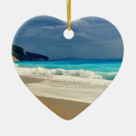 Vacker turkos Tropiskt fotografi av Blue Sea Julgransprydnad Keramik