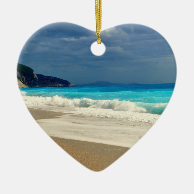 Vacker turkos Tropiskt fotografi av Blue Sea Julgransprydnad Keramik (Framsidan)