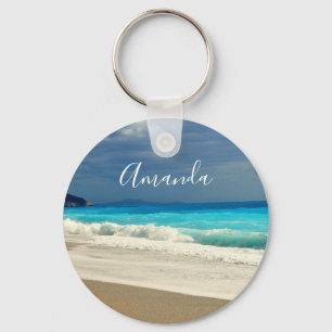 Vacker turkos Tropiskt fotografi av Blue Sea Nyckelring