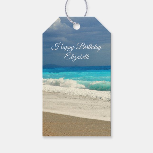 Vacker turkos Tropiskt fotografi av Blue Sea Presentetikett (Framsidan)