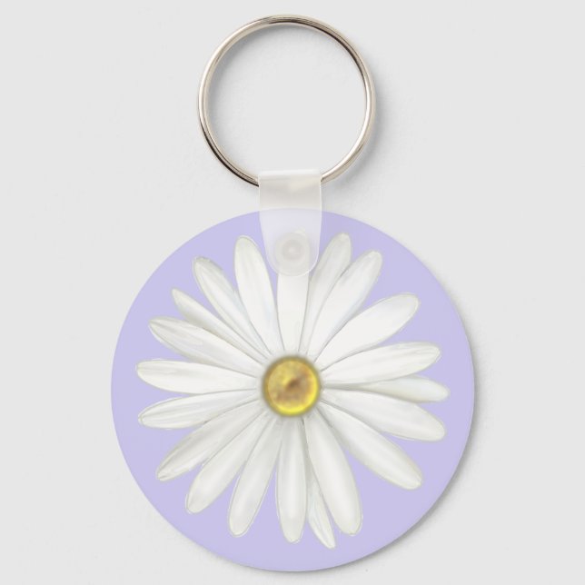 Vacker tusenskönasblomma på ljus blåsippa nyckelring (Framsida)
