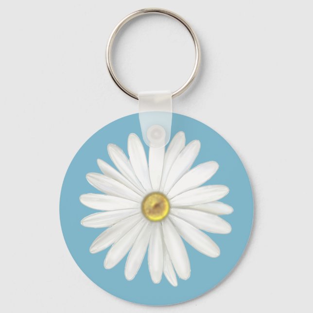 Vacker tusenskönasblomma på turkos teal nyckelring (Framsida)
