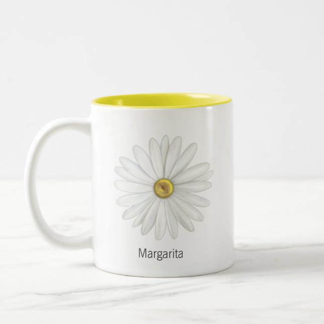 Vacker tusenskönasblomma på vit Två-Tonad mugg (Vänster)