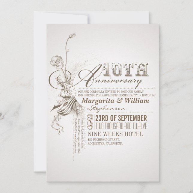 vacker typografi 10-årsjubileum inbjudningar (Framsida)