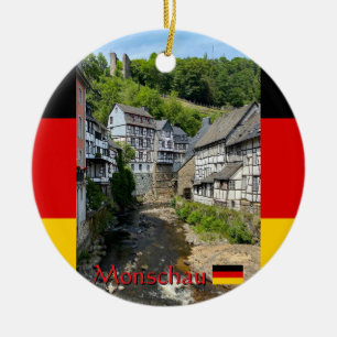 Vacker tysk by Monschau på sommarresan Julgransprydnad Keramik