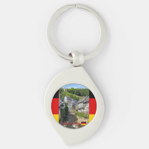 Vacker tysk by Monschau på sommarresan Swirl Silverfärgad Nyckelring
