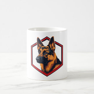Vacker tysk schäferhund i en sexsidig ram kaffemugg
