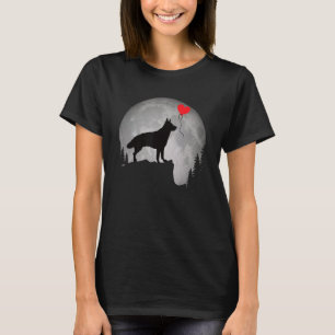 Vacker tysk schäferhund Silhuett måne Shep T Shirt