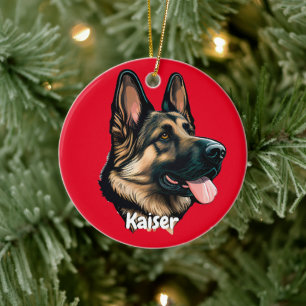 Vacker tysk shepherd julgransprydnad keramik