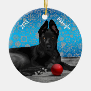 Vacker, tyska Shepherd Puppy Jul Julgransprydnad Keramik