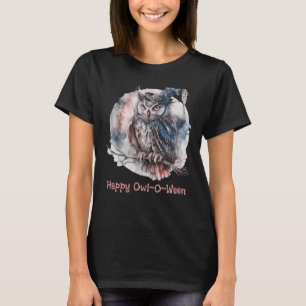 Vacker uggla Glad uggla-O-Helena Svart Halloween T Shirt