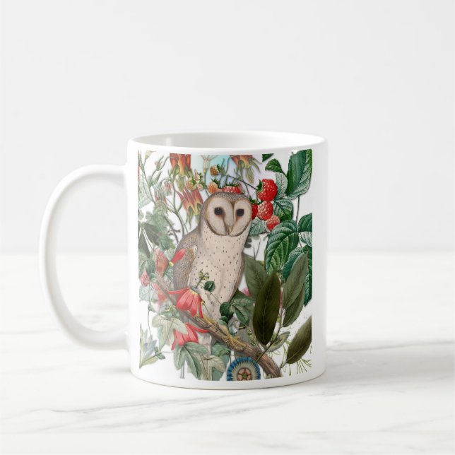 Vacker Ugglor och Vintage Blommor  Kaffemugg (Vänster)