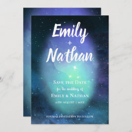 Vacker UNDER STARS Typography Bröllop Spara Datumet