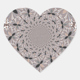 Vacker, underbar aska grått kaleidoskop, sömlös hjärtformat klistermärke