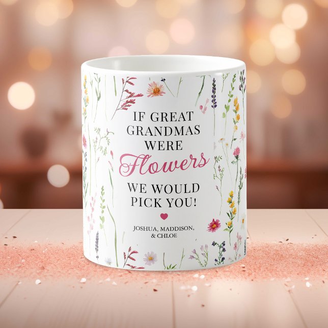 Vacker underbar farmor Wildflower-citat Kaffemugg (Skapare uppladdad)