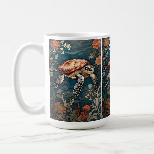 Vacker undervattenssköldpadda kaffemugg (Vänster)