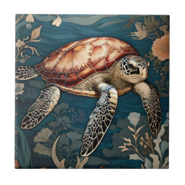 Vacker undervattenssköldpadda kakelplatta