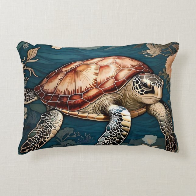 Vacker undervattenssköldpadda prydnadskudde (Framsidan)