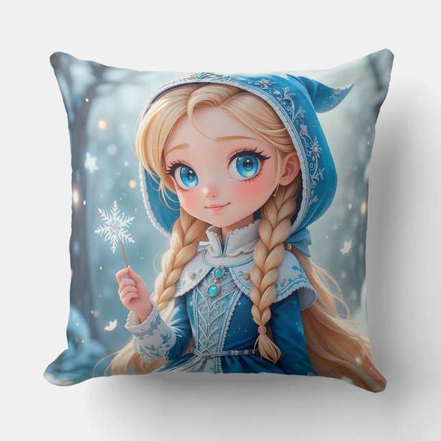 Vacker ung snöjungfru kudde (Framsida)