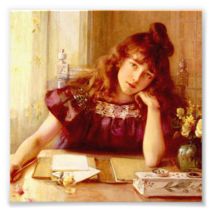 Vacker, unge dam,av Albert Lynch,Belle epoque Fototryck