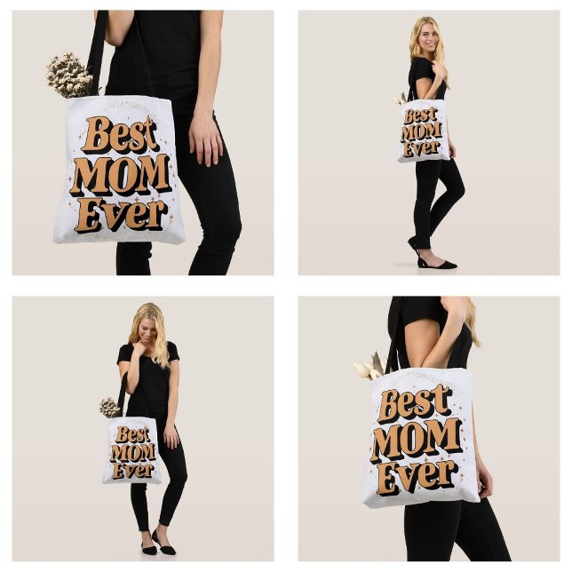 Vacker unik typografi Bästa mamma någonsin Tygkasse (Pretty Unique Typography Best Mom Ever Tote Bags)