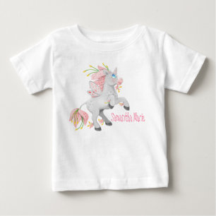Vacker uppfödande blomma ängs- enhörning med orkid t shirt