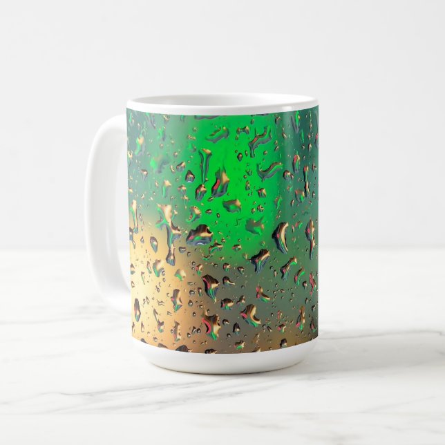 Vacker utsikt genom regn kaffemugg (Framsida vänster)
