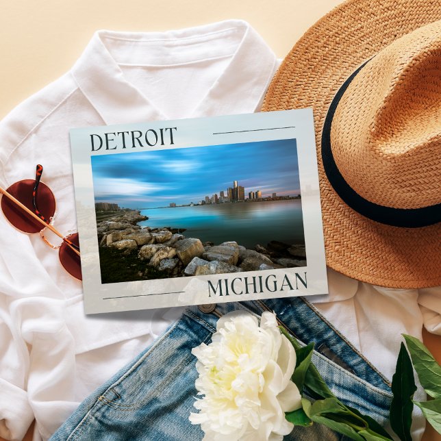 Vacker utsikt över Detroits strandpromenad vykort (Scenic Detroit Postcard)