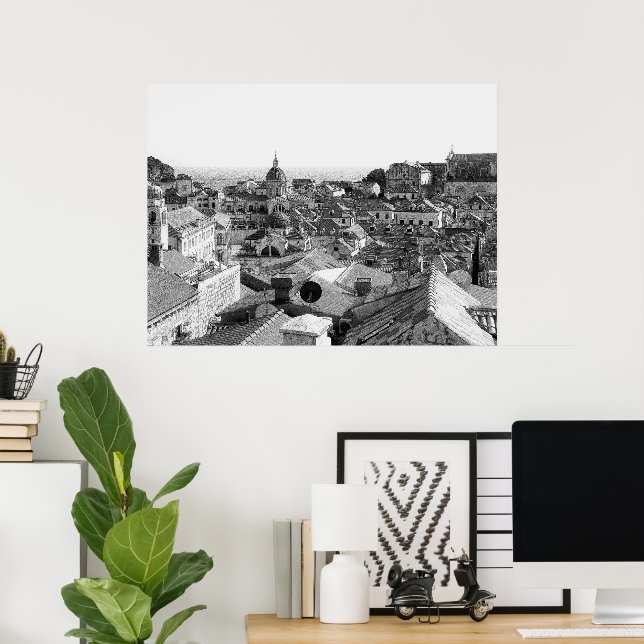 Vacker utsikt över Dubrovnik, Kroatien Poster (Hemmakontoret)