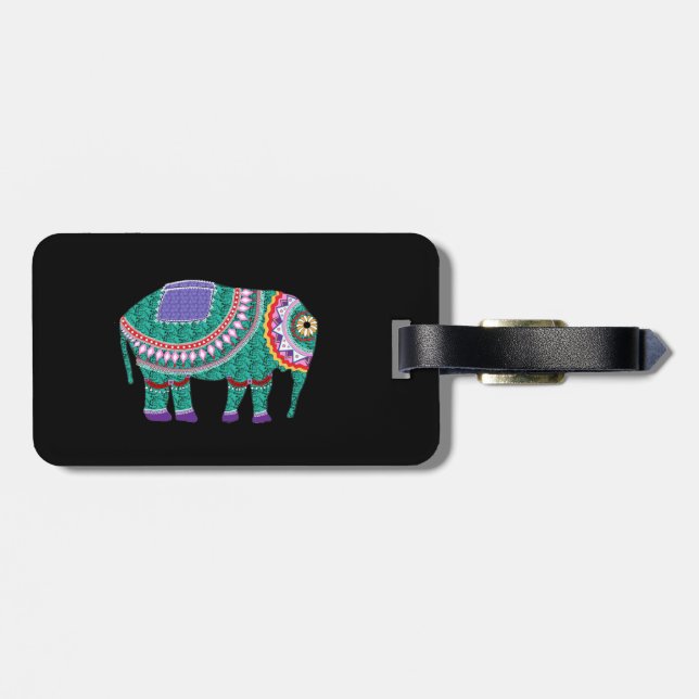 Vacker utsmyckad elefant bagagebricka (Baksida Vågrät)