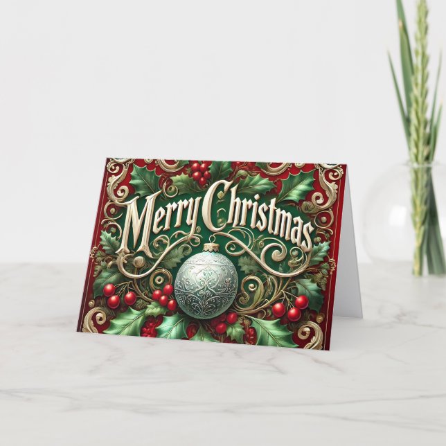 Vacker utsmyckad God Jul Helgkort (Framsida)