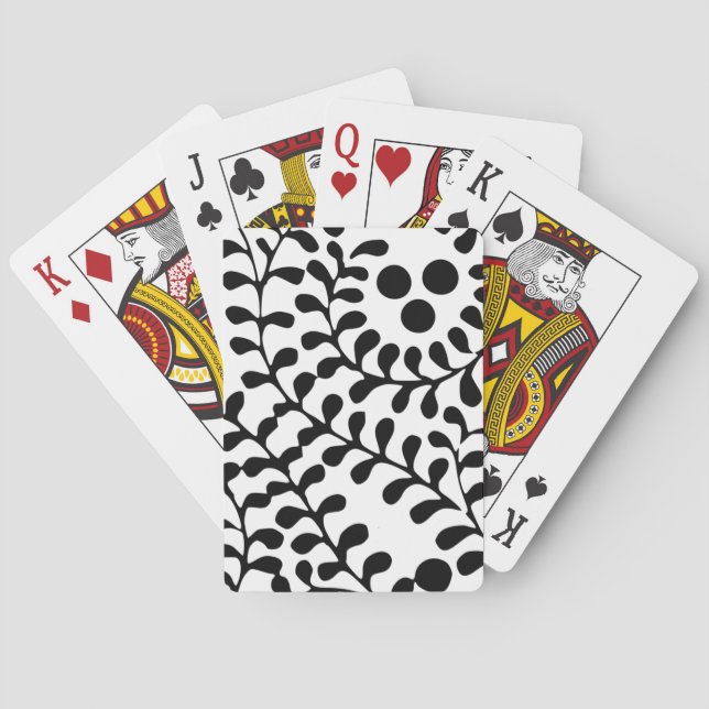 Vacker utsmyckad svart och vit tryck casinokort (Baksidan)