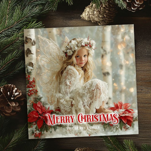 Vacker vacker ängel redigerbar julhälsning julkort (Vintage beautiful angel editable Christmas greeting)