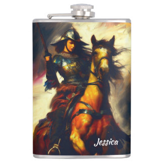 Vacker Valkyrie på Horseback Fickplunta