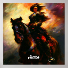 Vacker Valkyrie på Horseback Poster