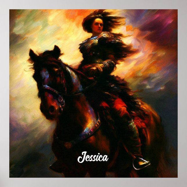 Vacker Valkyrie på Horseback Poster (Framsidan)