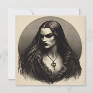 Vacker Vampire Antique Illustration Kort