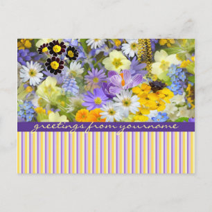 Vacker Vår blommor Collage Violet Gult Vykort