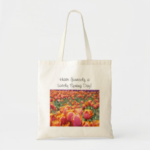 Vacker vår! Tulpanblommor Totebag Tygkasse