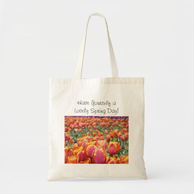 Vacker vår! Tulpanblommor Totebag Tygkasse (Framsidan)
